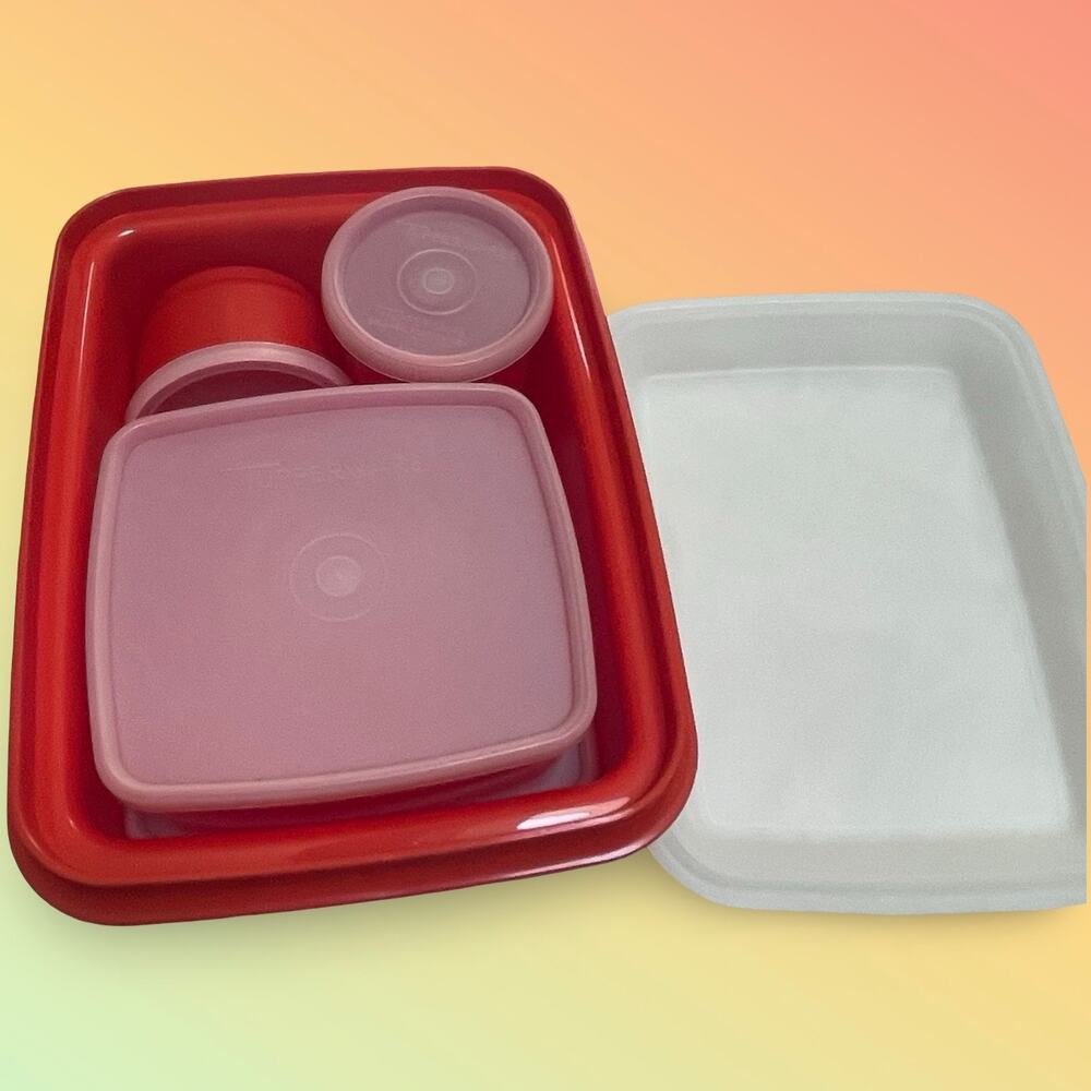 Tupperware Pack N Carry Orange Lunch Bento Box 1254 311 1251 1229 Vintage USA